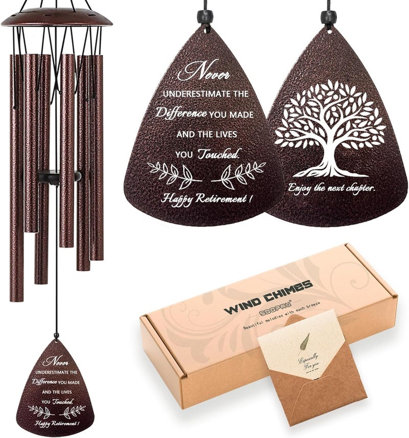 Soopau Retirement Gift for Woman Men, 32" Wind Chimes Retirement Gifts, Happy Retirement Gifts for Coworker Colleague Boss Teachers Nurses Friends, Going Away Gifts Retirement Decorations - Image 1